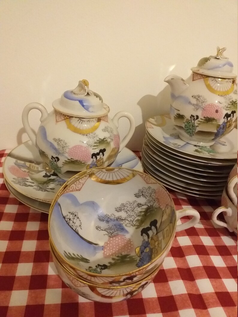 Old Japanese Tea Set,old Japanese Tea Set for 9 People,vintage Japanese