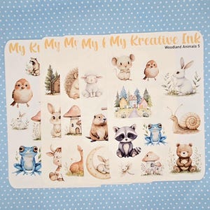 Woodland animal sticker sheets, planner, scrapbook, journal, sticker book stickers, watercolor stickers, kiss cut stickers