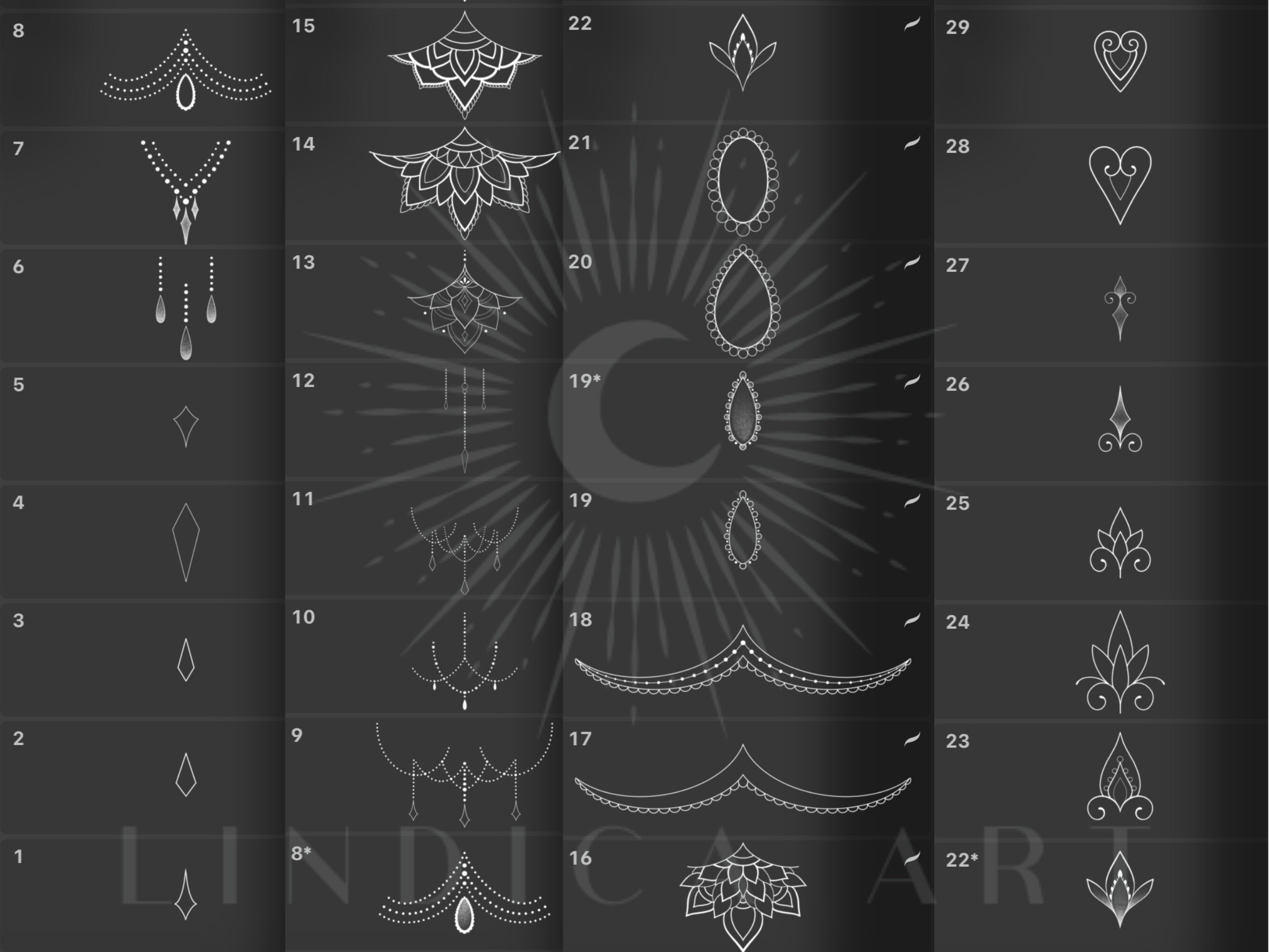 Procreate Stamp Brushes BUNDLE, Ornamental Mandala Flowers, Build Your ...