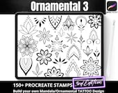 Procreate Ornamental Stamp Brushes Bundle, Fine Line Art Tattoo Design, Mandala Flower, Feminine Minimalist Tattoos (Digital Download)