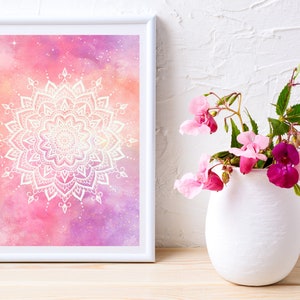 Printable Wall Art Mandala, Yoga Poster, Boho Art Print, Digital Prints, Mandala Wall Art Printable, Downloadable Art, Mandala Painting
