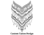 Custom Tattoo Design, Commission Ornamental Mandala Floral Botanical Feminine Line Art Tattoo Stencil, Personalized Gift, Customized Drawing