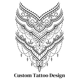 Custom Tattoo Design, Commission Ornamental Mandala Floral Botanical Feminine Line Art Tattoo Stencil, Personalized Gift, Customized Drawing