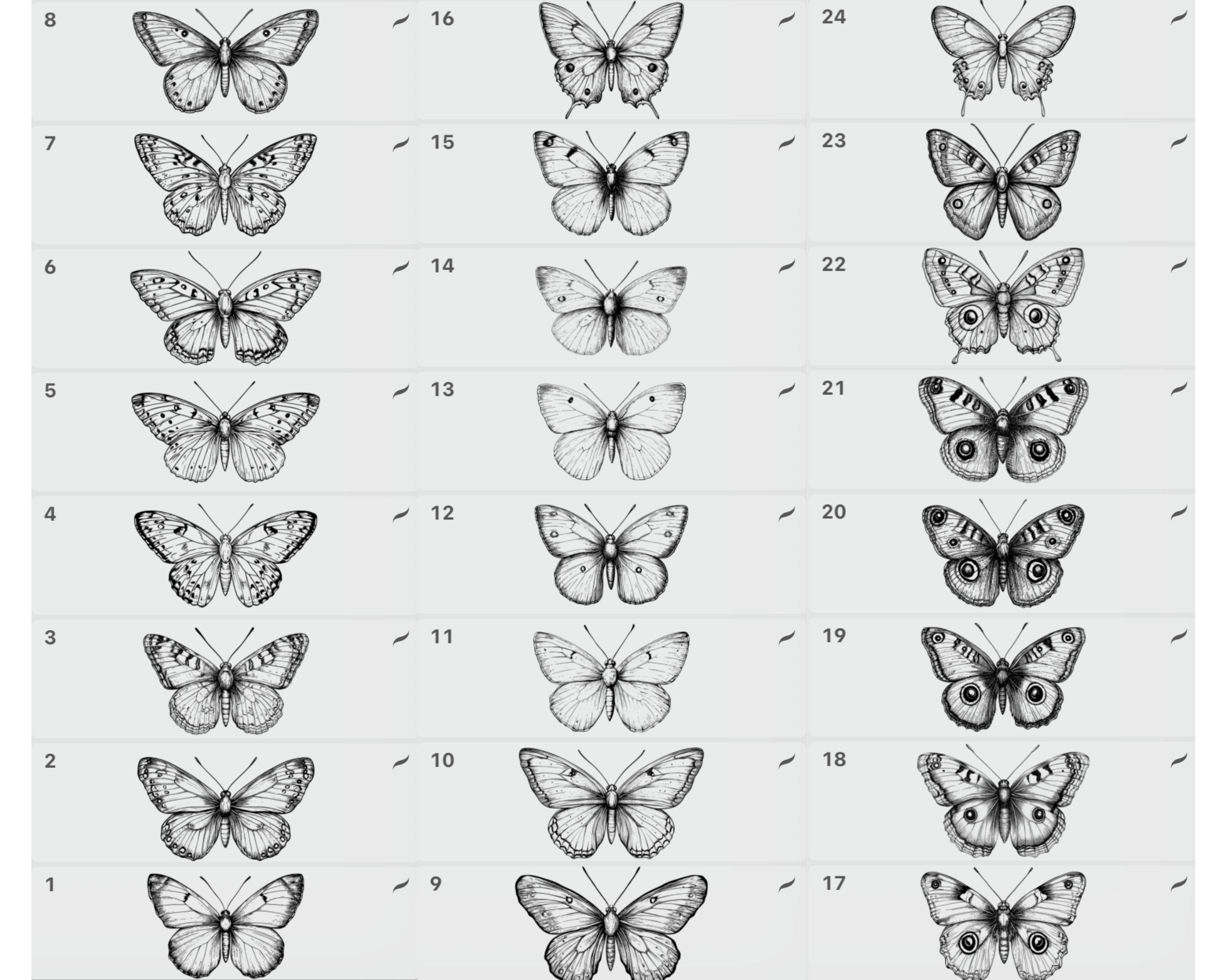 Procreate Butterfly Stamp Brushes Bundle, Tattoo Design Butterflies ...