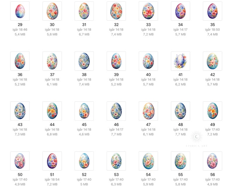 Watercolor Easter Eggs Clipart BUNDLE 70 PNG Files, Painted Floral ...