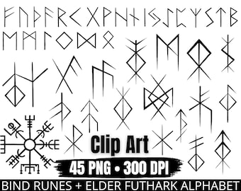 Clip Art Viking Runes Elder Futhark Alphabet & Bind Runes PNG digital files