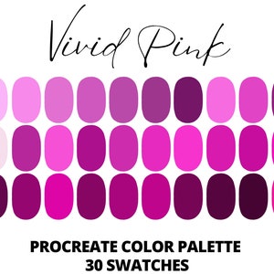 Procreate Color Palette, Vivid Pink and Magenta color swatches, Procreate Pink swatch, Digital color palette, iPad illustration