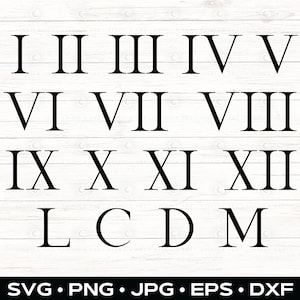 Römische Ziffern SVG, PNG, JPG, Eps, Dxf, CilpArt Römische Ziffernblätter, Cricut Silhouette Cut Datei, Zahlen Sublimation, Digitaler Download
