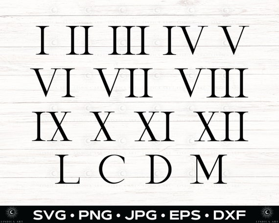 Roman Numerals SVG, PNG, JPG, Eps, Dxf, Cilpart Roman Clock Face