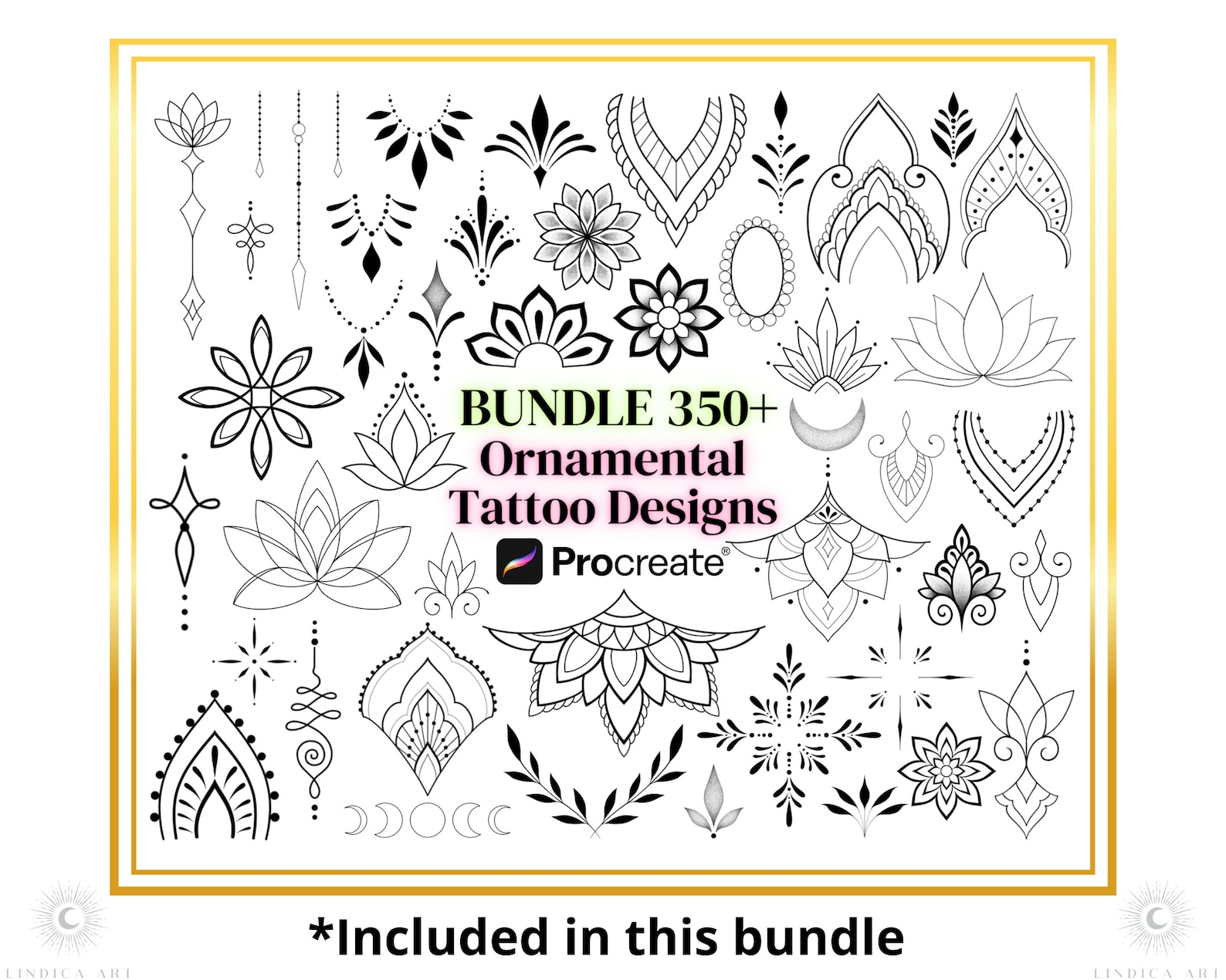 Procreate Ornamental Stamp Set BUNDLE, Digital Brushes, Tattoo Designs ...