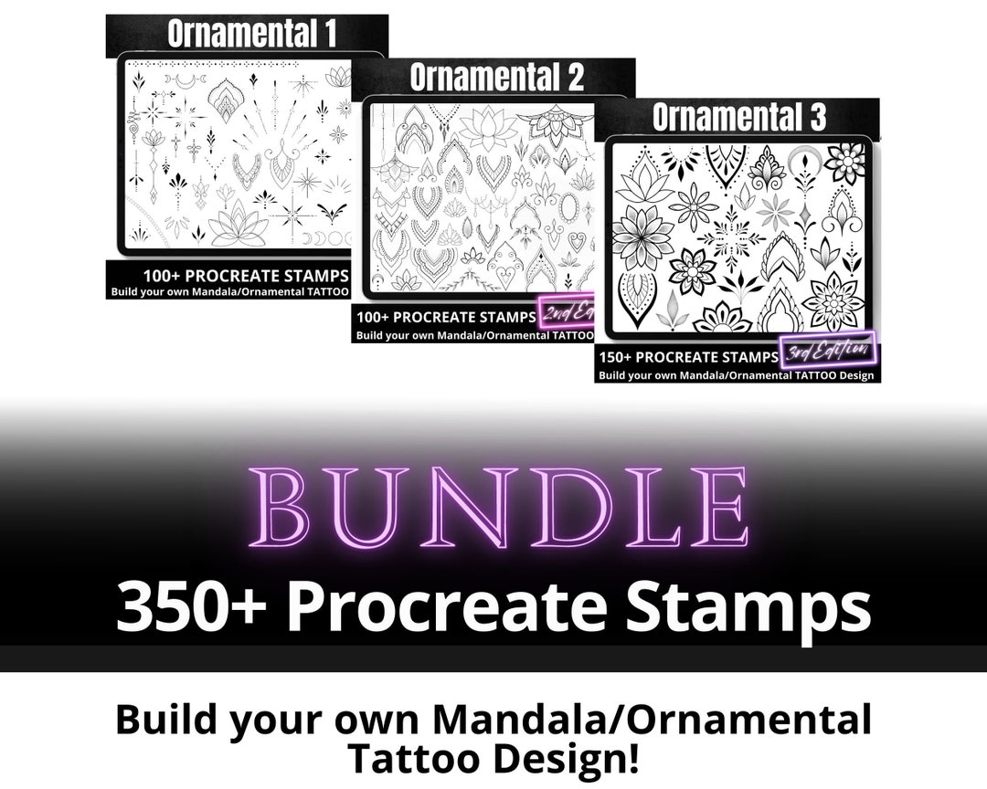 Procreate Ornamental Stamp Set BUNDLE, Digital Brushes, Tattoo ...