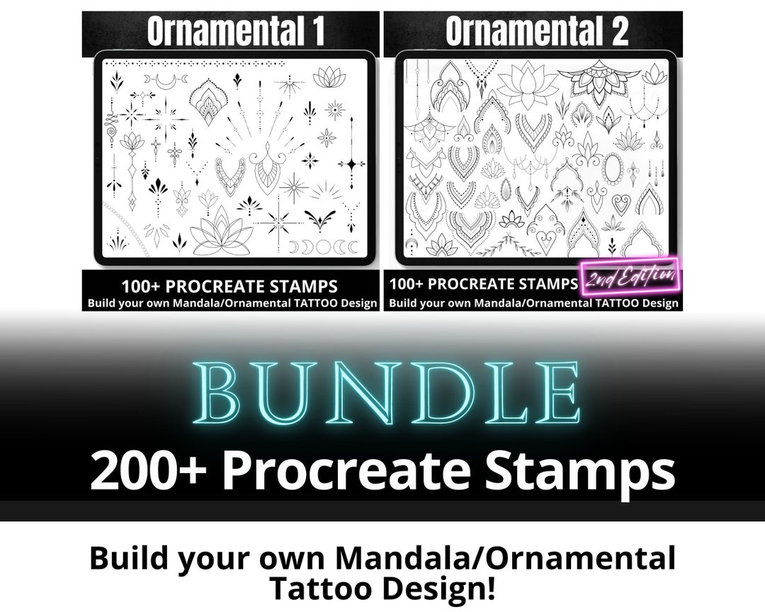 BUNDLE 200 Procreate Ornamental Stamp Brushes, Build Your Own Mandala ...
