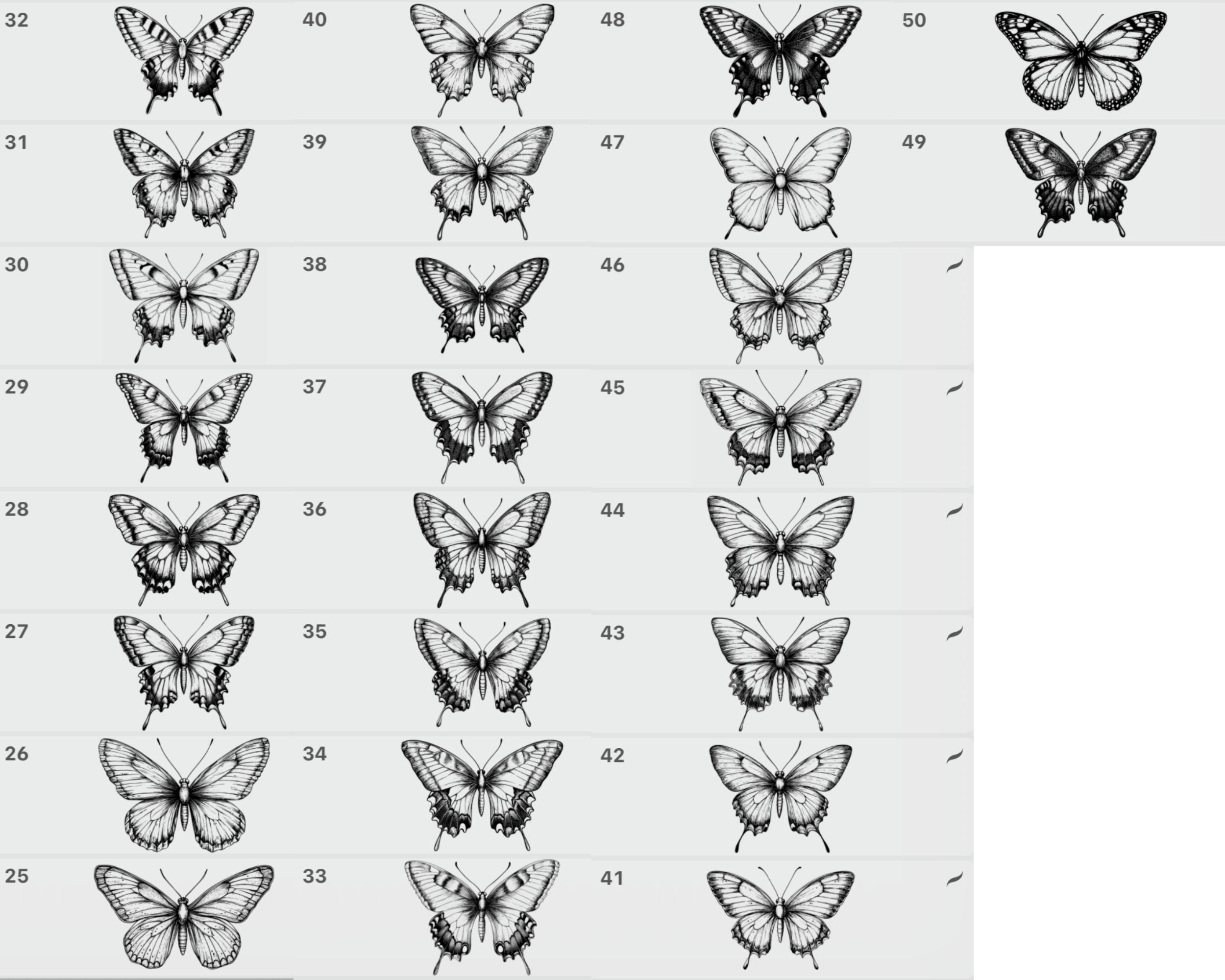 Procreate Butterfly Stamp Brushes Bundle, Tattoo Design Butterflies ...