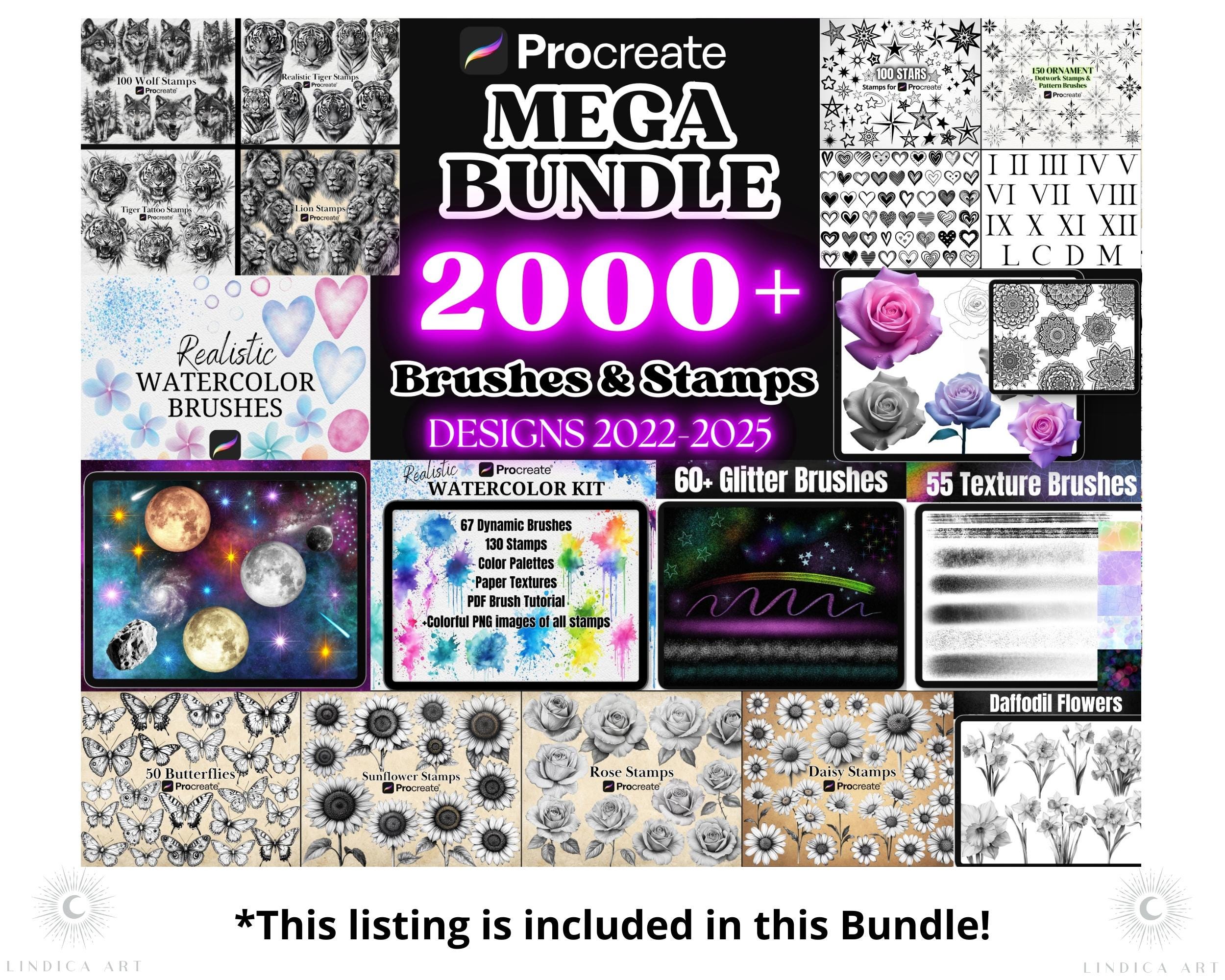 Procreate Lily Flowers Stamp Brushes Bundle, 10 Fine Line Art Lilies ...