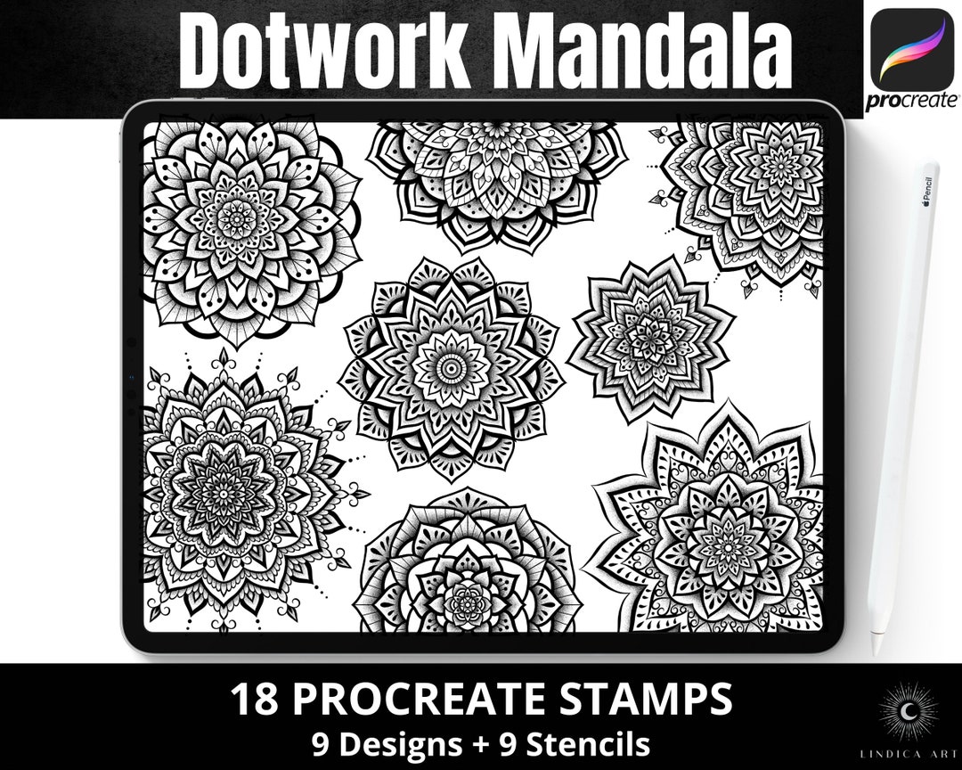 Procreate Mandala Dotwork Stamp Brushes BUNDLE, Ornamental Tattoo ...