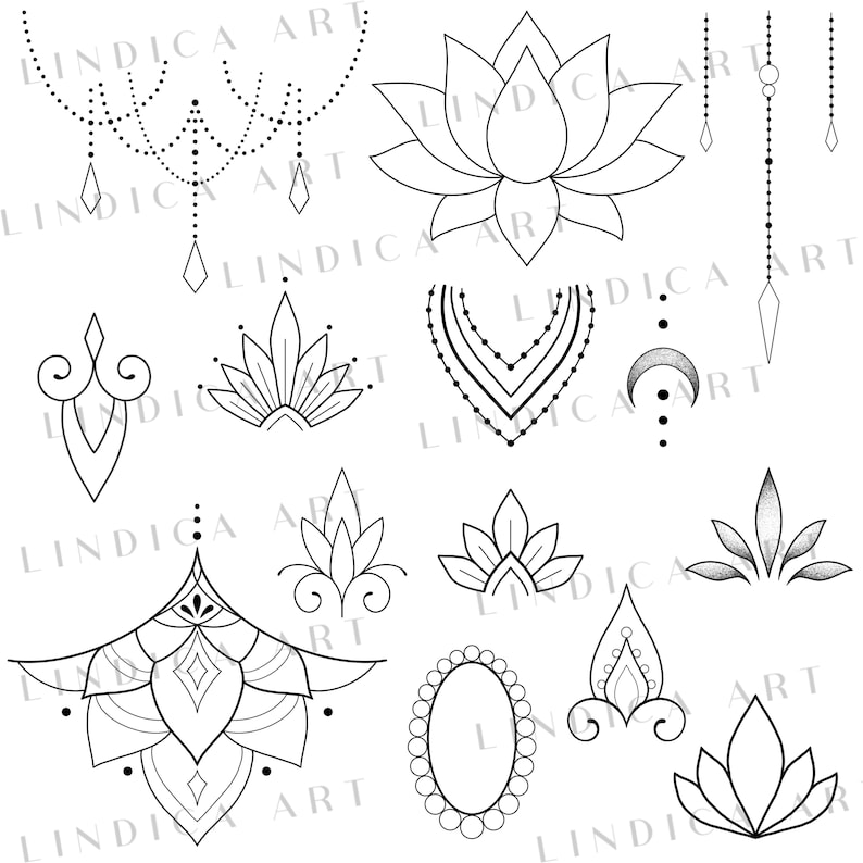 Procreate Ornamental Stamp Brushes, 2nd EDITION Build your own Mandala, Ornamental Tattoo design, 100 Procreate Stamps, Boho Feminine Tattoo image 6