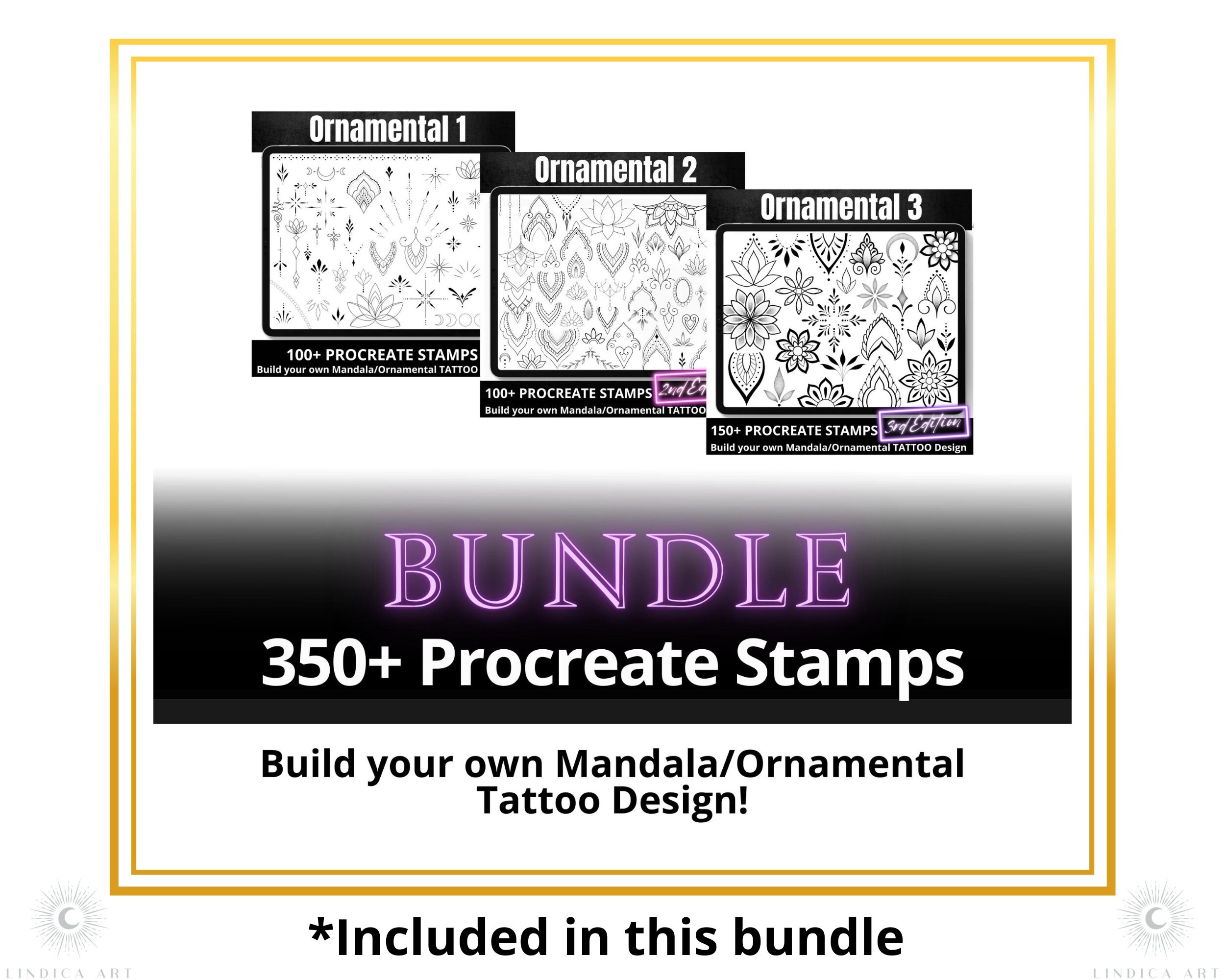 Procreate Stamp Brushes BUNDLE, Ornamental Mandala Flowers, Build Your ...
