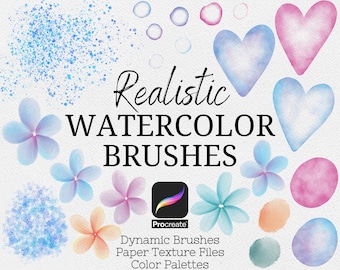 Pinceaux aquarelle Procreate, kit d'aquarelle dynamique réaliste pour l'application Procreate, peinture numérique, dessin sur iPad, lot de pinceaux