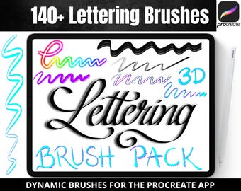 Procreate Lettering Brushes Bundle, Calligraphy brush, Outline Brush, 3D Lettering, Markers, Script brushes, iPad Lettering Watercolor Brush