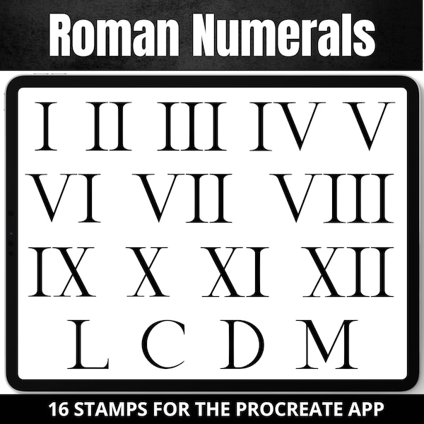 Procreate Roman Numerals Stamp Brushes, Tattoo Designs, Roman Numbers Digital Brushes, Tattoo Stencil, Procreate App Stamp Set Bundle