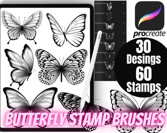 Butterfly Procreate Stamp Brush, Procreate Butterfly Brush, Tattoo designs, Tattoo stencil