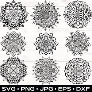 Mandala SVG Bundle, ClipArt Ornamental PNG, Sublimation Designs, Cricut, Silhouette, Laser Cut files, DXF, Mandala flower tattoo svg vector