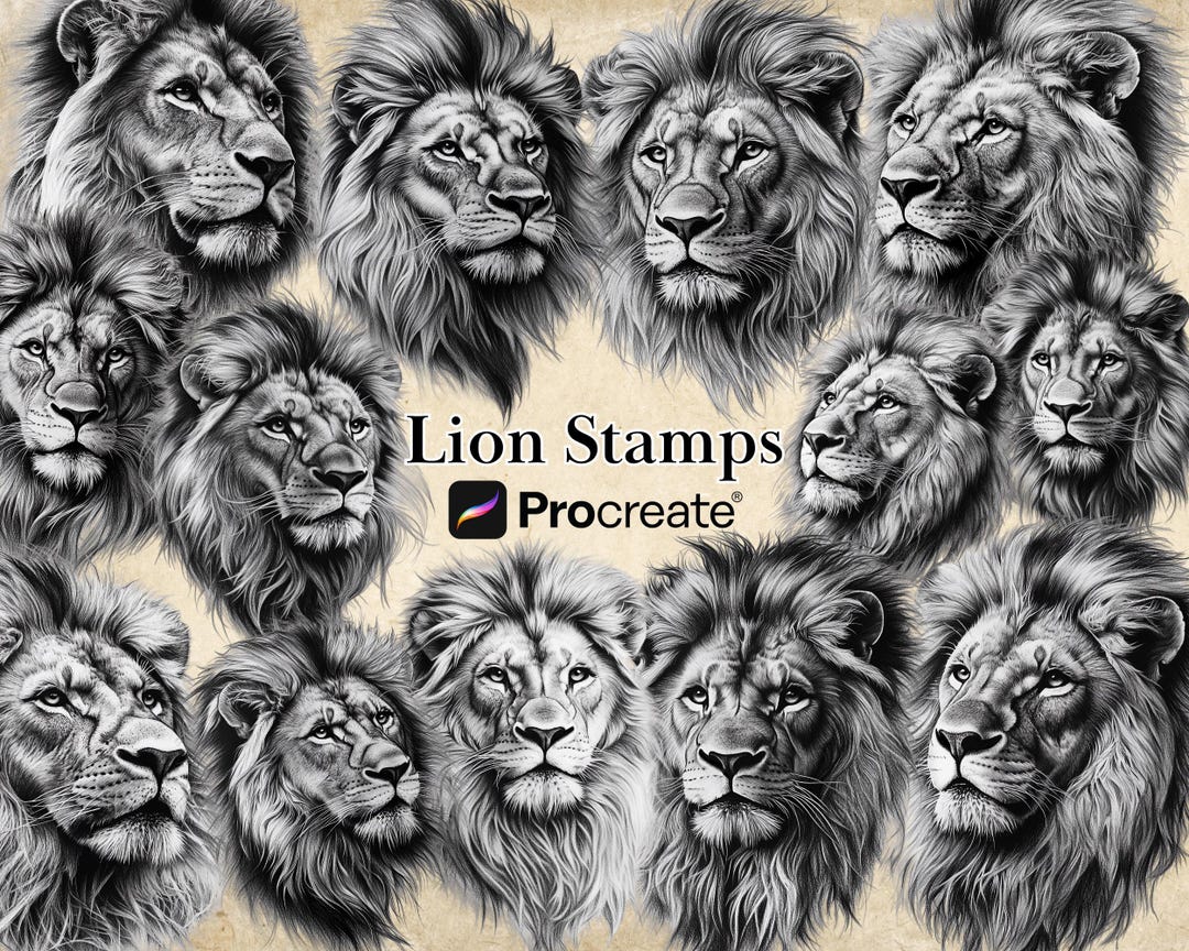 Procreate Lion Stamps Realistic Lions Realism Lion Tattoo Designs procreate-lion-stamps-realistic-lions-realism-lion-tattoo-designs