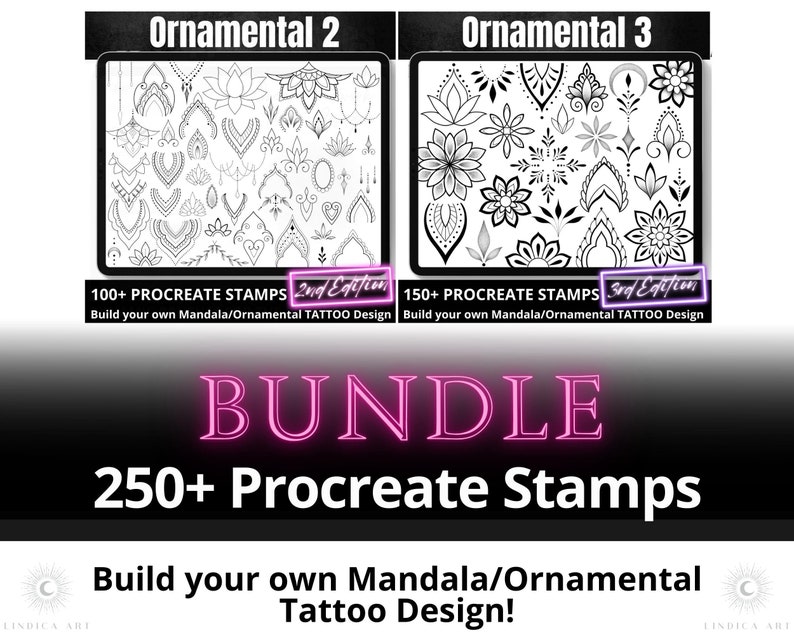Procreate Stamp Brushes BUNDLE, Ornamental Mandala Flowers, Build Your ...