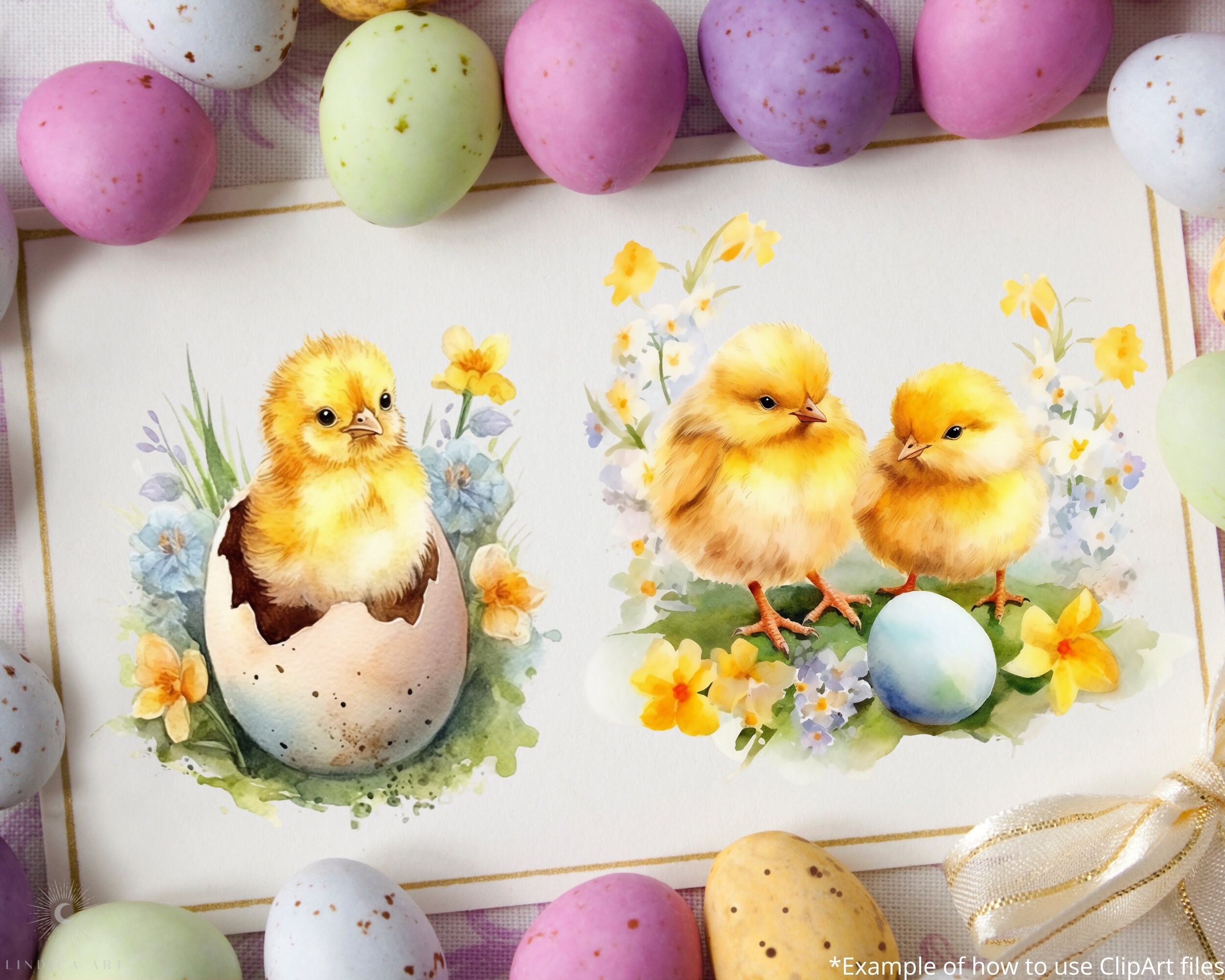 Watercolor Easter Chick Clipart BUNDLE 40 PNG Files, Cute Chickens With ...