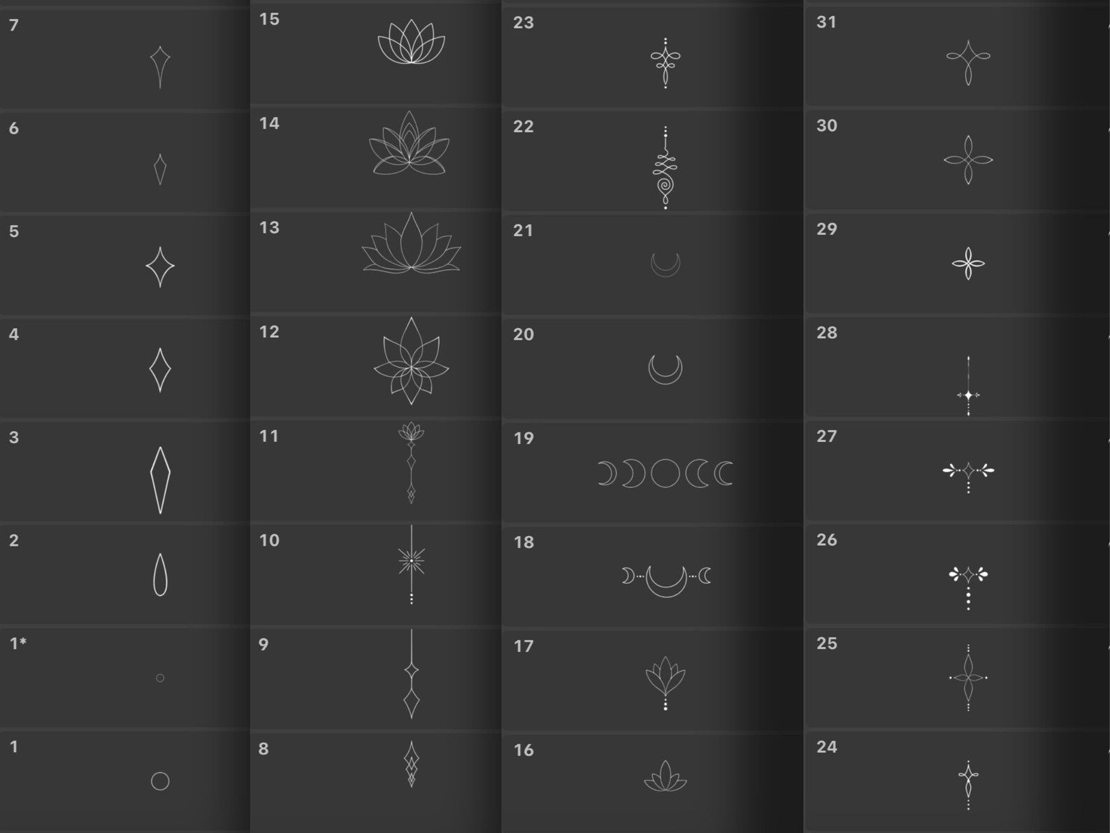 Procreate Ornamental Tattoo Stamp Brushes, 100+ Fine Line Art, Boho ...