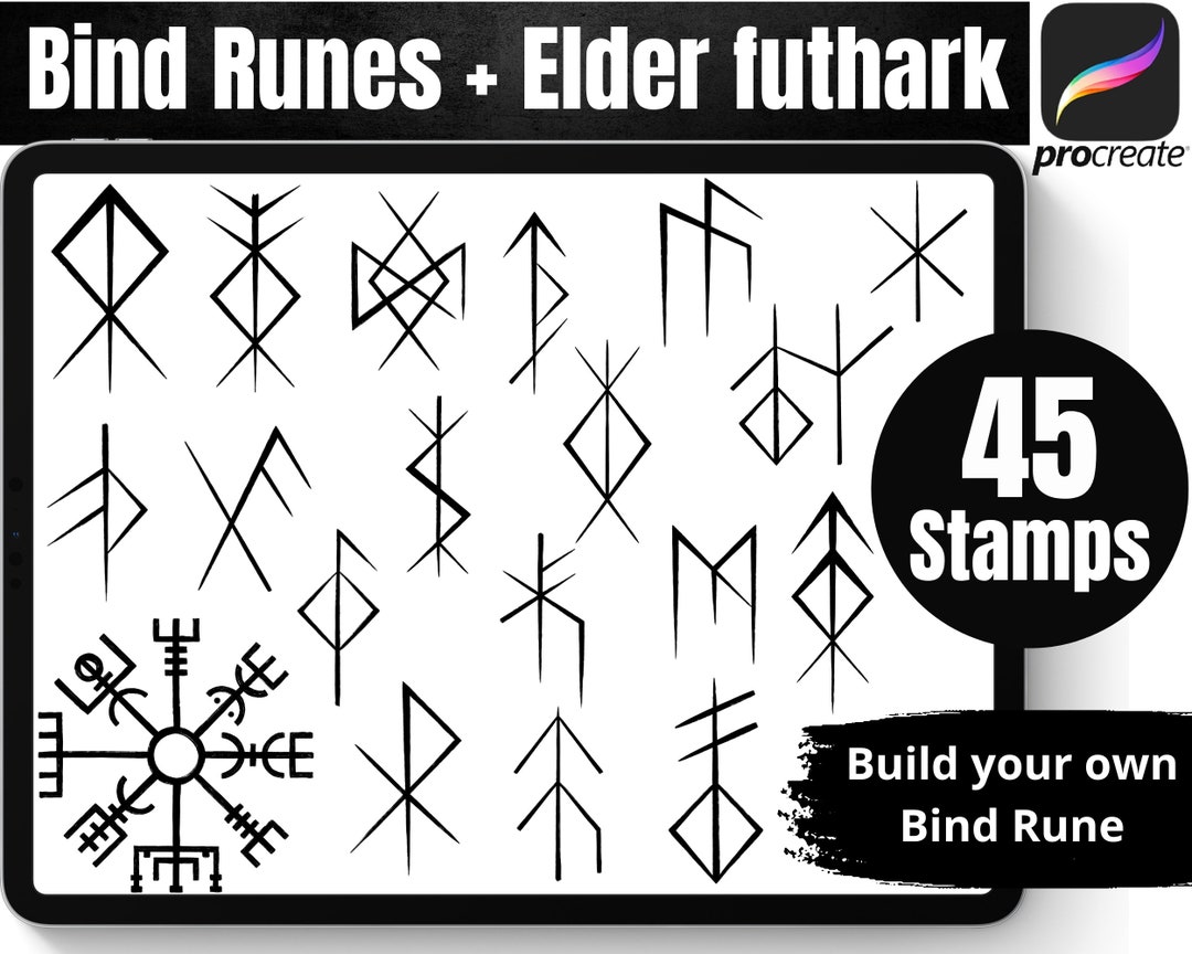to put on various things as decor? viking bind runes |... Procreate Viking Bind Rune Stamps Elder Futhark Runes Set - Etsy