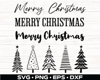 Merry Christmas Tree SVG Bundle, ClipArt Christmas PNG, Xmas Sublimation, Cricut, Silhouette, Laser Cut files, Winter svg, Digital Download