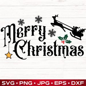 Merry Christmas SVG, ClipArt PNG, Xmas Sublimation Design, Cricut, Silhouette, Laser Cut files, Winter Holiday svg file,  Digital Download
