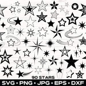 Sterne SVG/PNG ClipArt Bundle, Sublimation Design, Cricut Cut Dateien, Silhouette, Sparkle Stars SVG Datei, Digitaler Sofort Download, KOMMERZIELL