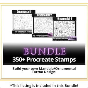 Procreate Ornamental Tattoo Stamp Brushes, 100+ Fine Line Art, Boho ...