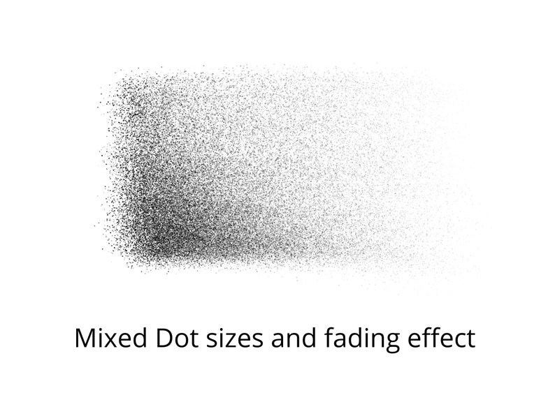 May include: A black and white image of a gradient of dots, fading from dark to light. The dots are of varying sizes, creating a textured effect.