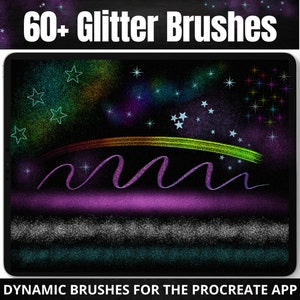 Procreate Brushes, 60+ Glitter Brush set, Sparkling Shimmer Bright Glow Brush Strokes, Sparkly Mettalic Effect, Digital Brushes for iPad