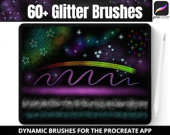 Procreate Brushes, 60+ Glitter Brush set, Sparkling Shimmer Bright Glow Brush Strokes, Sparkly Mettalic Effect, Digital Brushes for iPad