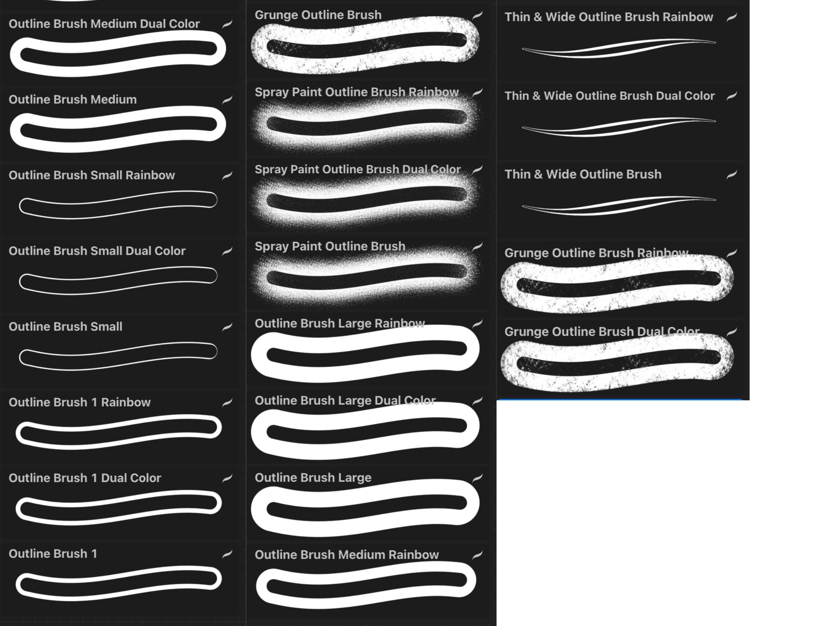 Procreate Brushes Outline Lettering, 21 Dynamic Colors Brush Pack