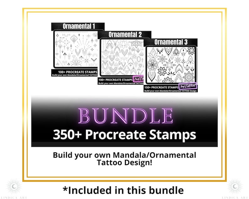 Procreate Ornamental Stamp Set BUNDLE, Digital Brushes, Tattoo Designs ...