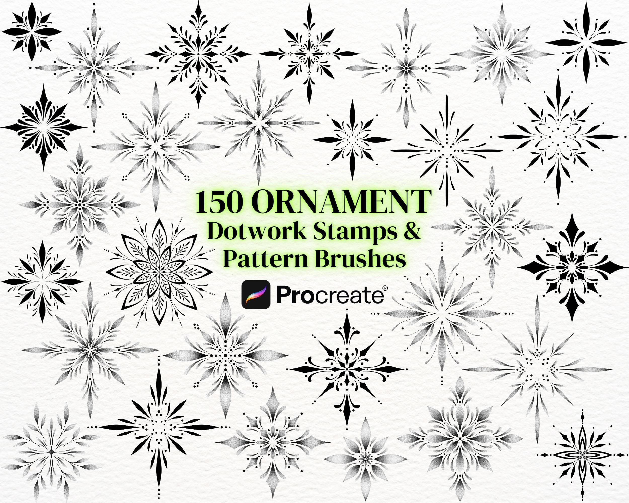 Pack de sellos ornamentales y pinceles de patrones sin costura para Procreate – Ornamentos de mandala para tatuaje, set de 150 sellos