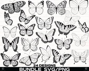 Butterfly ClipArt SVG/PNG Bundle, Sublimation Designs, Cricut Cut files, Silhouette, Butterflies svg file, Digital Download, COMMERCIAL Use