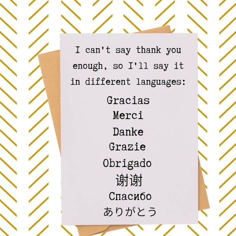 Multilingual Thank You Card| Appreciation Card in Different Languages ...