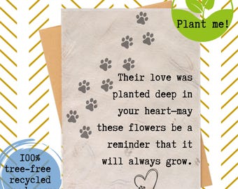 Pet Loss Seed Paper Card| Wildflower Card gift| Biodegradable Gift Card| Zero waste gift| Pet Sympathy Gift| Plantable card for Loss of Pets