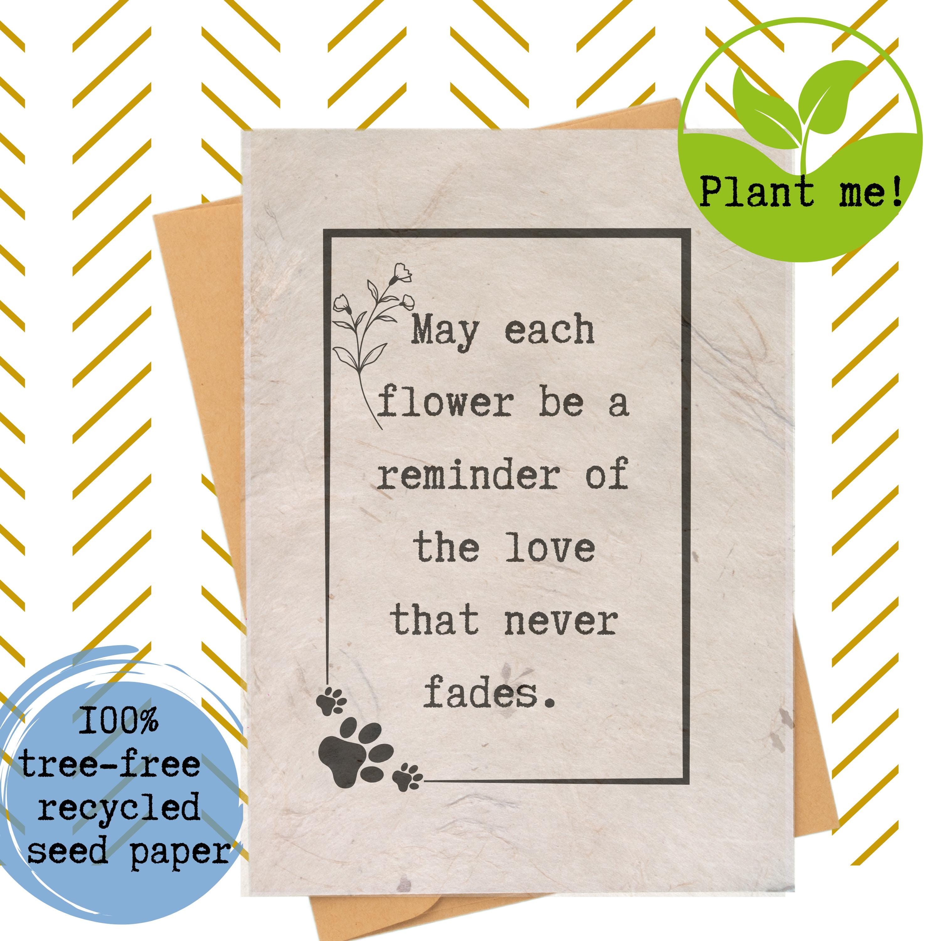 Pet Loss Seed Paper Card Wildflower Card gift Biodegradable Gift Card Zero waste gift Pet Sympathy Gift Plantable card for Loss of Pets