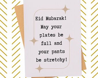 Funny Eid Mubarak Card| Hilarious Islamic Greeting Card for Eid Celebration| Eid Card for Him| Eid Card for Her| Eid Eating Food Card Gift
