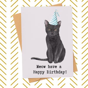 Funny Black Cat Birthday Card| Cat Birthday Card| Funny Cat Card| Animal Birthday Card| Cat in a Hat Card| Card for Him| Card for Her