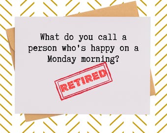 Funny Retirement Card| Card for Boss| Good Luck Card| New chapter Card| Retirement Stamp Gift| Fun leaving work Card| Hilarious riddle card