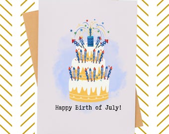 Funny Birthday and July 4th combo card gift| Independence day birthday gift idea| Hilarious Holiday and Birthday Card| Gift for Him or Her