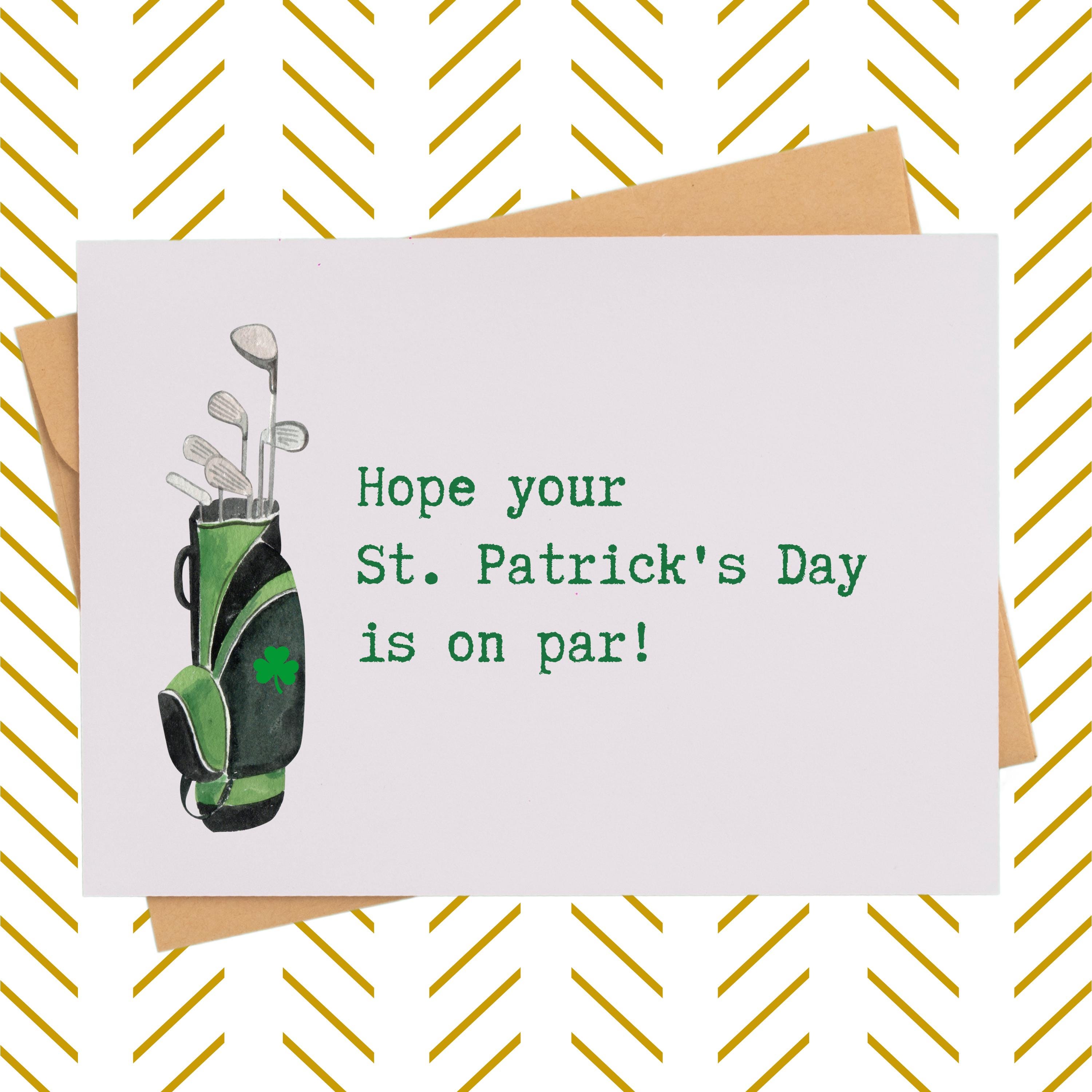 Cute Saint Patrick's Day card for golf lover Golf club gift card for him for her Punny golf lover gift